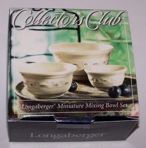 Longaberger Collector's Club Miniature Mixing Bowl Set - Set of 3 - New in Box Cover