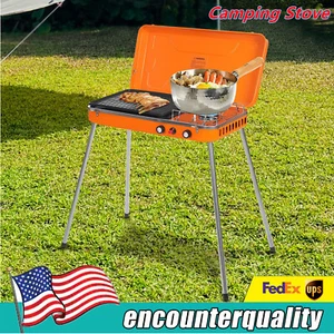Camping Stove Gas Stove Outdoor Barbecue Cooking Stove Dual Burner Heating Stove - Picture 1 of 17