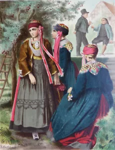 Hannover (30). German national costume (1888 - 1890?). Color chromolithograph... - Picture 1 of 2