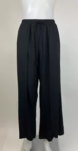 Loft Beach Size Small Black Faux Wrap Wide Leg Pants Elastic Waist Cover Up New - Picture 1 of 9