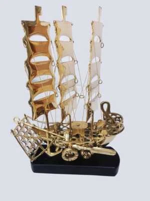 Classic Yacht with Wooden Base Sailboat Fully Built Nautical Decor 9.5*2.8*12.9" - Image 1 of 4