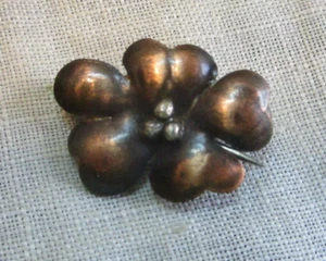 Copper Pin Flower Silvertone Accents Vintage Very Small - Picture 1 of 6