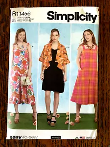 UNCUT Simplicity Pattern R11456 Sz 16-24 Misses Plus Jumpsuit Dress Jacket NEW - Picture 1 of 3
