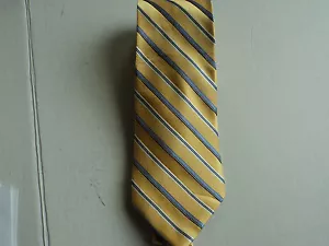 Cravatta Chaps - ORO BLU AVORIO - Seta doppia diagonale a righe 3 1/2" x "59" - Foto 1 di 6