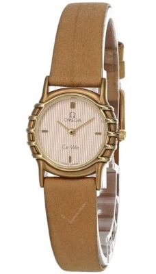 Omega Vintage Cream Dial Brown Leather Strap Women's Watch 9002 -Store Display - Image 1 of 3