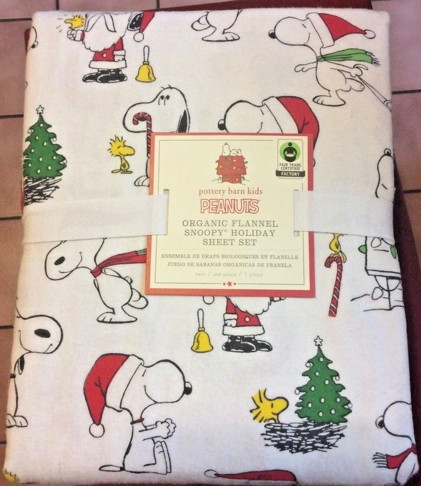Snoopy Pottery Barn Peanuts Doble Hoja Fiesta Navidad Charlie Brown, Foto 1 de 3