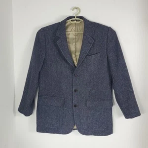 ORVIS Mens 3 Button Wool Blazer Jacket Coat Herringbone Blue Size 42L - Picture 1 of 7