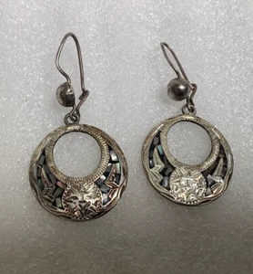 Pendientes colgantes de abulón de plata esterlina 925 de colección de México - Imagen 1 de 4
