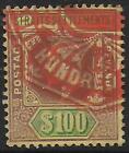 Malaya/Straits stamps 1904 SG 140 Fiscal used 100$ stamp