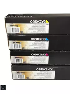 ORIGINAL SET 4 LEXMARK HI-YLD TONER C950X2CG C950X2YG C950X2MG C950X2KG C950 NEU - Bild 1 von 1