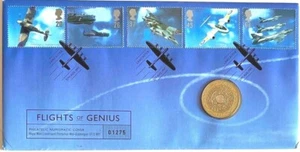 The Royal Mint 1997 Flights of Genius Brilliant Uncirculated £2 Coin & 5 Stamps - Picture 1 of 2