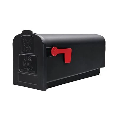 Medium Black Plastic Mailbox Durable Rust Proof UV Resistant Easy Installation - Image 1 of 4