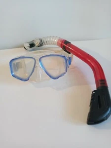 Speedo Dive Tauchen Schnorchel rot und Maske blau 6,75 x 2,50 x 3,75 - Bild 1 von 10