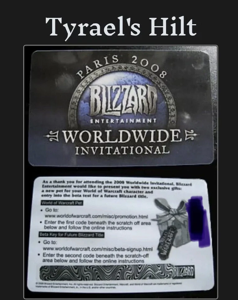 World of Warcraft PARIS BLIZZCON 2008 Mini Tyrael Hilt Pet Card Unscratch WWI - Imagem 1 de 4