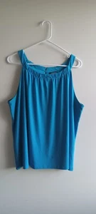 George Women's XL Halter Neck Tank Top Blue Lined Stretchy Career Casual  - Picture 1 of 6