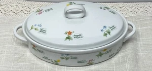 Anchor Ovenware 1.5 Qt Oval Casserole Japan Floral Botanical Lidded Dish Vtg - Picture 1 of 12