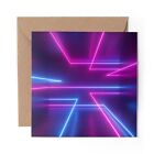 1 x Blank Greeting Card 3D Render Pink Blue Neon Lines #44007