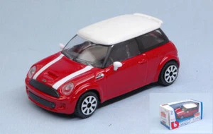 MODELLINO AUTO STATICO BURAGO MINI COOPER S ROSSO TETTO BIANCO SCALA 1:43 - Foto 1 di 2