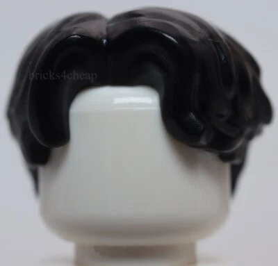 Lego Black Minifig Hair Short Wavy Parted on Right - Image 1 of 3