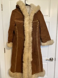 VTG Jonathan Legault Coat Suede Brown Sherpa Boho Canada Retro Leather 70's READ - Picture 1 of 24