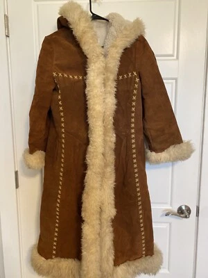 Abrigo De Colección Jonathan Legault Gamuza Marrón Sherpa Boho Canadá Retro Cuero Años 70 LEER Foto 1 de 4