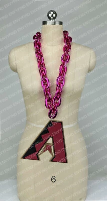 New MLB ARIZONA DIAMOND BACKS Jumbo Big PINK Fan Chain Necklace Foam MI USA - Image 1 of 3