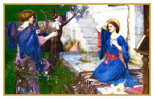 Religious Annunciation by John William Waterhouse Counted Cross Stitch Pattern - Picture 1 of 5