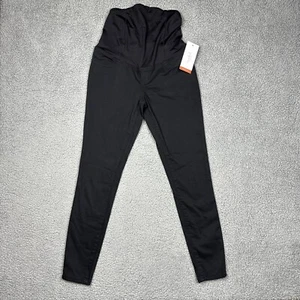 Isabel Maternity Pants Womens 2 Over Belly Crossover Panel Black Skinny - Picture 1 of 10