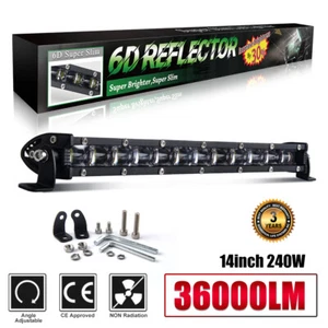 Slim 14"inch LED Work Light Bar Spot Flood Driving SUV ATV UTV 4WD Boat OffRoad - Foto 1 di 11