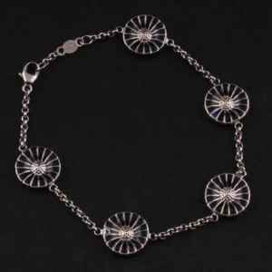 Pulsera de ley GEORG JENSEN con esmalte negro. 5 x Margarita rodiada. ¡NUEVO! - Imagen 1 de 4