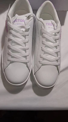 Zapatos de cuero para mujer Tretorn Centercourt ~ blanco/lila ~ 10M ~ ¡Nuevos!!! Foto 1 de 4