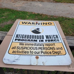 Vintage Road Sign Street Highway Man Cave Used Neighborhood Watch 1982 18x24 - Picture 1 of 14