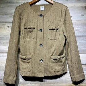 Cabi Penny Sakko #3170 gefleckt Fischgrät braun Blazer Knopf 4 Taschen Gr. XL - Bild 1 von 10