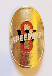 Speedway SW Bicycle Head Badge Vintage Cycling Gold White Red Black Free Shipp. - Picture 1 of 4
