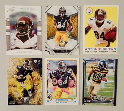 Antonio Brown Pittsburgh Steelers 6 Card Lot (2010-16) RC, Topps Fire, Archives  - Image 1 of 2
