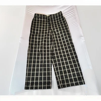 MADEWELL Slim Emmett WideLeg Full-Length Pants Windowpane Check True Black Sz 33 - Image 1 of 4