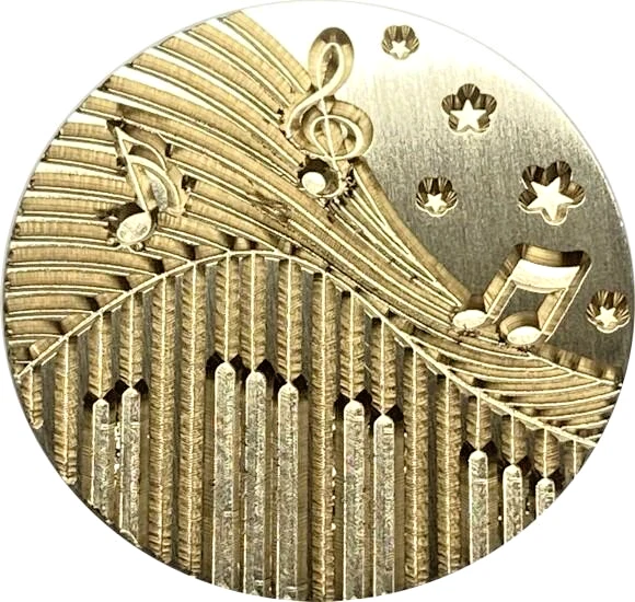 Notas y símbolos musicales, teclado, estrellas! Cabezal de sello de cera con temática musical Foto 1 de 1