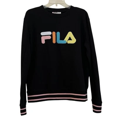 Sudadera Fila Negra Logo Pastel Mujer Talla M Informal Capa Tenis Salón Foto 1 de 4