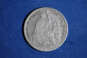 1897 Peru 1/5 Sol Silver Coin #M24013 - Picture 1 of 2