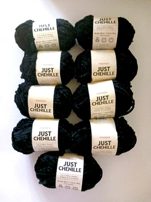 Premier Yarn Just Chenille Chunky Yarn 9 Skeins Bundle,Bulky  Black #2017-01 - Image 1 of 4