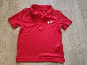 Under Armour Polo Golf Collared Shirt Size 3t 3 Toddler Boys Red UA Short Sleeve - Picture 1 of 3