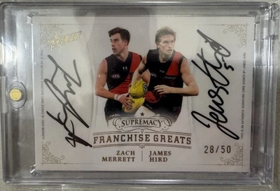 2024 AFL Supremacy Franchise Greats Dual Signature Merrett & Hird Essendon 28/50 - image 1 of 2