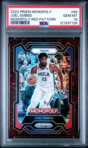 2023 PANINI PRIZM MONOPOLY 69 JOEL EMBIID MONOPOLY RED PATTERN PSA 10 - Picture 1 of 2