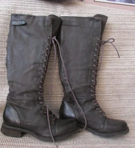 Botas de cuero para mujer AIRSTEP gris marrón altas con cordones y cremallera talla 37 EUR - Imagen 1 de 8
