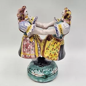 Czech Girls Women Dancing Ceramic Clay Pottery Folk Art Figurine Hand Painted - Picture 1 of 6