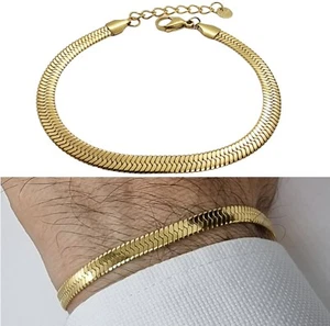 Pulsera Hombre de Acero Inoxidable Dorado Pulsera Cadena Serpiente Snake Plato - Imagen 1 de 6