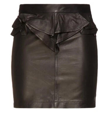 Mini-saia de couro com babados IRO Calassa tamanho FR 38, EUA 6 - Imagem 1 de 4