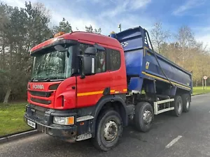 2014 SCANIA P410 8X4 STEEL TIPPER MANUAL GEARS FRONT RAM NON EGR ADD BLUE MOT - Picture 1 of 21