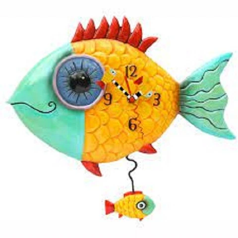 Allen Designs WIDE EYED FISHY  Wall Clock with Pendulum  P8056  NEW (0722TT32) Cover