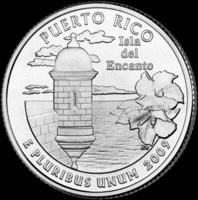 2009 D -  Puerto Rico Territorial Quarter Dollar Uncirculated from mint roll - Image 1 of 2